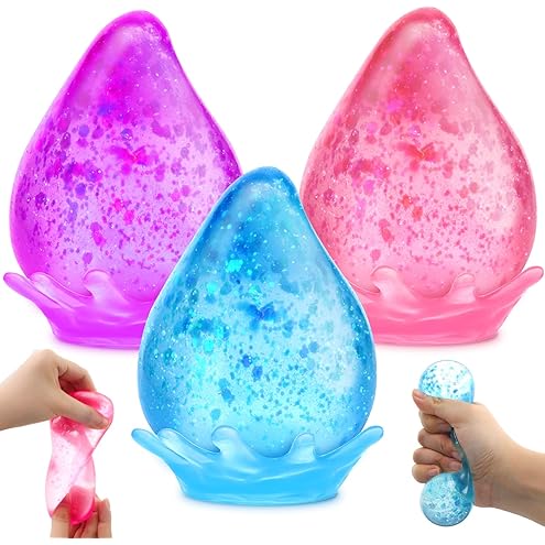 Dream 2-Pack Squishy Stress Relief Balls - Silicone Sensory Fidget Toys for Kids & Adults (Blue & Pink)